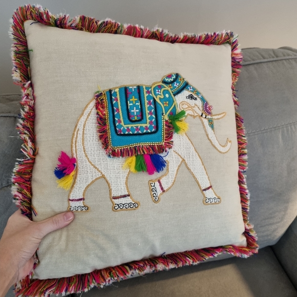 Boho Patchwork Elephant Cushion Pillow Decor Fabric Colours - Picture 2 of 6